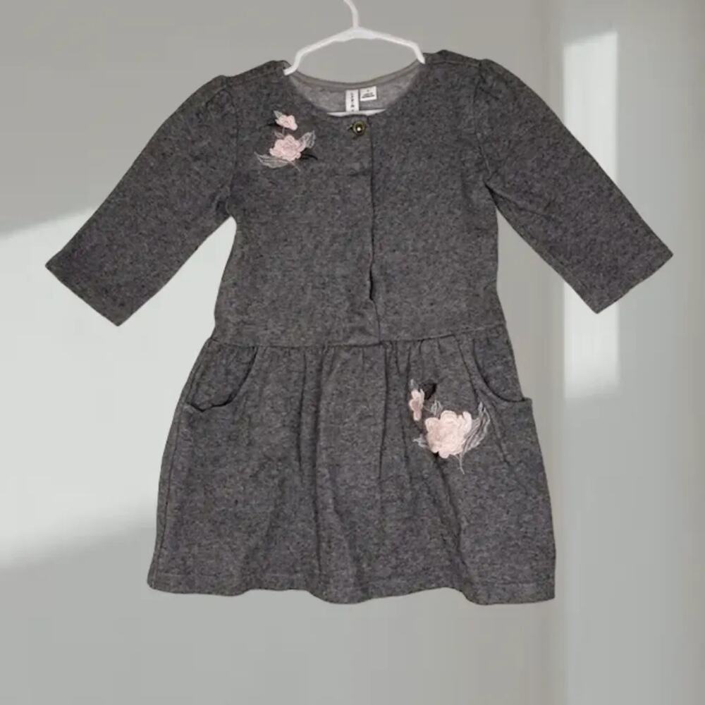 Janie and Jack Embroidered Dress – Charcoal Gray (Girls’ 4)